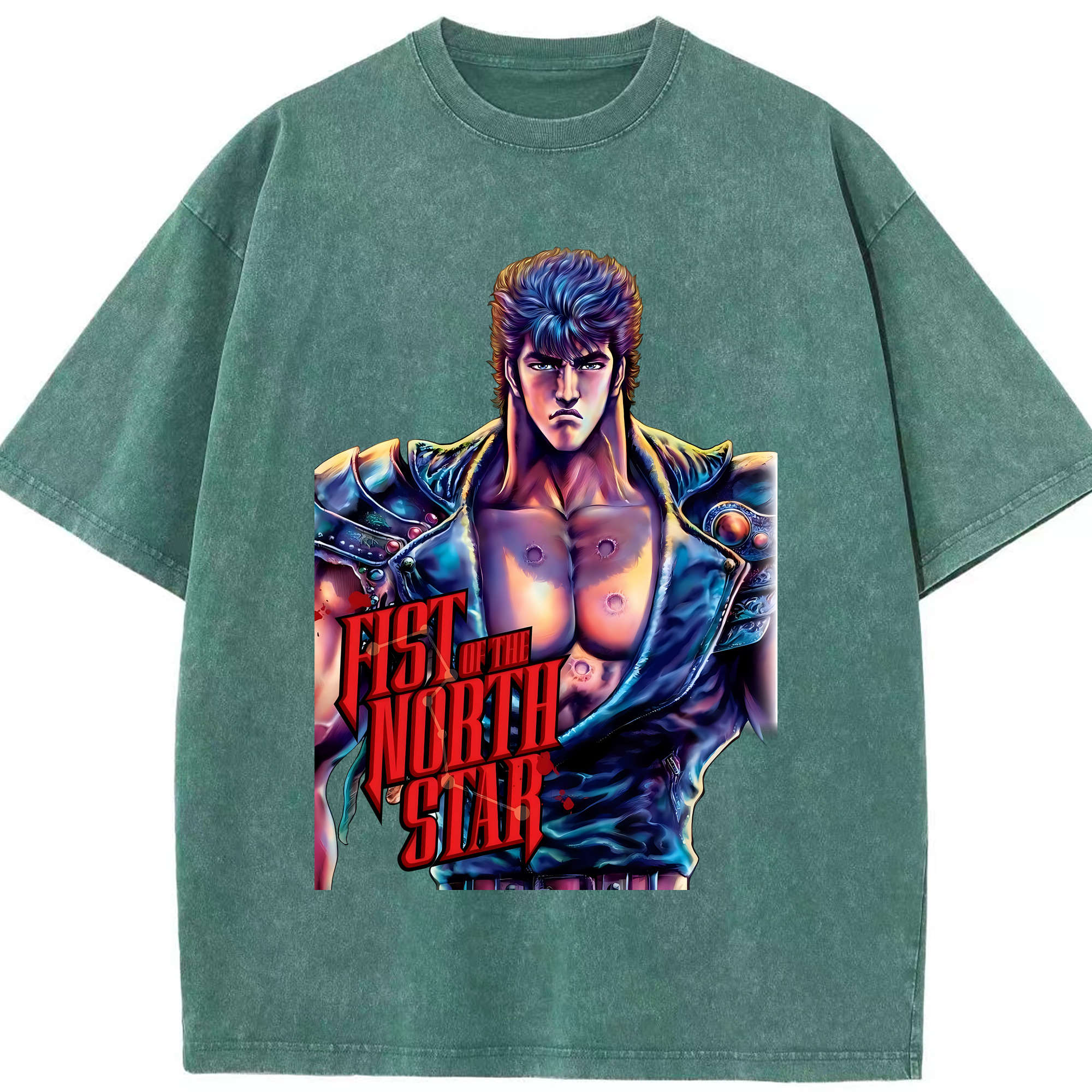 （画像用） 北斗の拳 Fist of the North Star 綿100% ヴィンテージ風 半袖Tシャツ（フロントプリント）